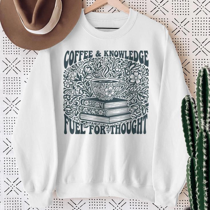 Coffee Knowledge Fuel For Thought Book Lover Reading Sweatshirt Gifts for Old Women