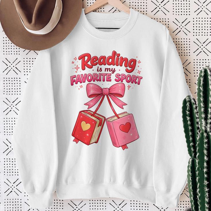 Coquette Reading Is My Favorite Sport Cute Book Lovers Premium Tri-Blend Sweatshirt Gifts for Old Women