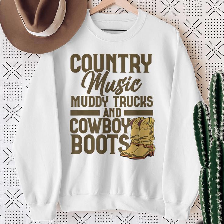 Country Music マディトラックとカウボーイブーツ ウェスタンusa スウェットシャツ 年配の女性への贈り物