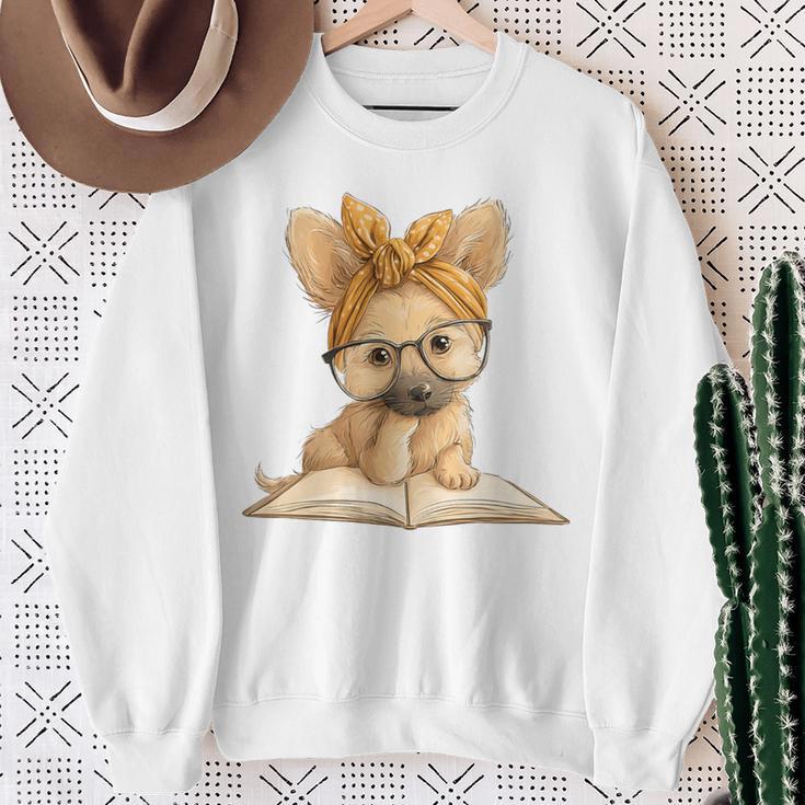 Cute Chihuahua Reading Dog Book Lover Animal Graphic Baby Premium Tri-Blend Sweatshirt Gifts for Old Women