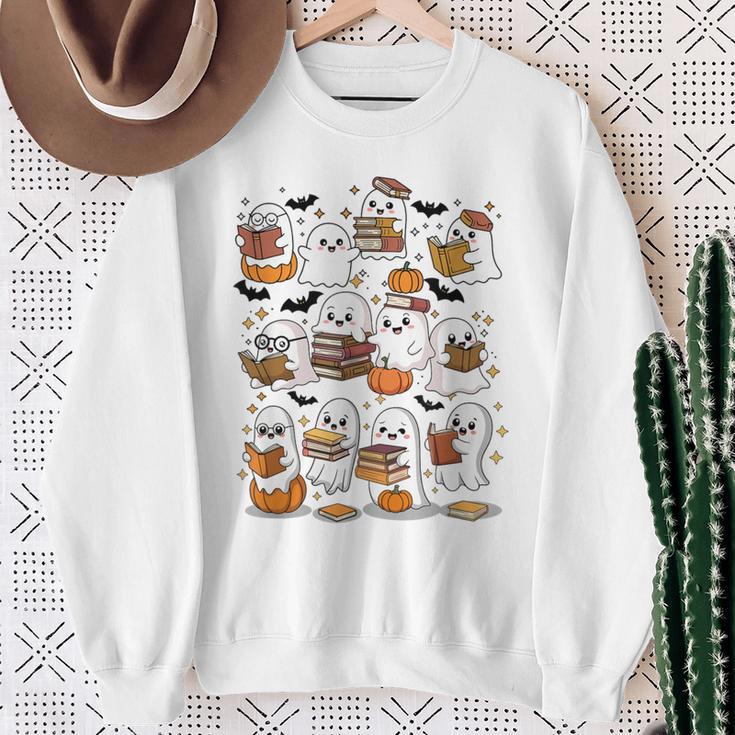 Cute Ghosts Reading Books Smart Book Lover Halloween Sweatshirt Gifts for Old Women Cute Ghosts Reading Books Smart Book Lover Halloween Sweatshirt Gifts for Old Women