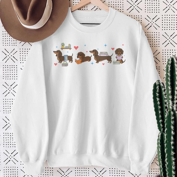 Dachshund Reading Books Cute Dog Lover Bookish Doxie Sweatshirt Gifts for Old Women Dachshund Reading Books Cute Dog Lover Bookish Doxie Sweatshirt Gifts for Old Women