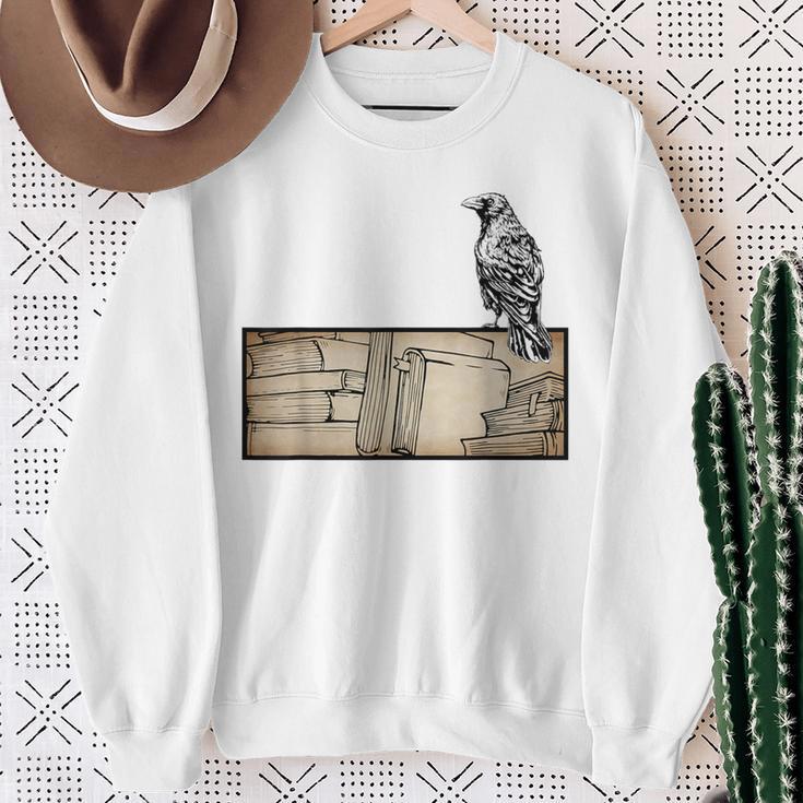 Dark Academia Aesthetic Raven Crow Soft Grunge Books Sweatshirt Gifts for Old Women