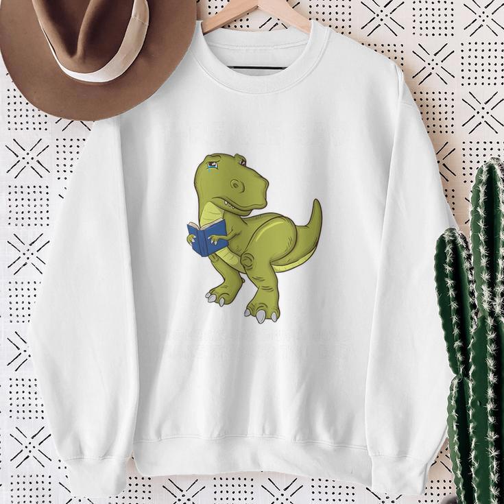 Dinosaur Book LoverRex Sad Arms Too Short To Reader Premium Tri-Blend Sweatshirt Gifts for Old Women
