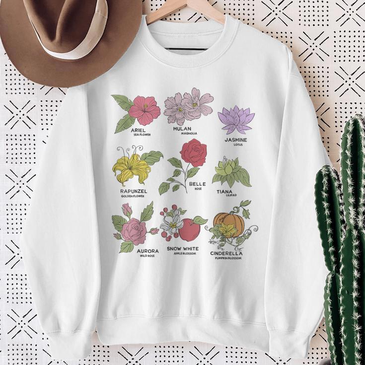 Disney Princesses Types Of Flowers Textbook Poster Sweatshirt Gifts for Old Women