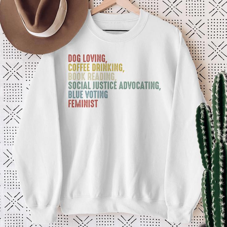 Dog Loving Coffee Drinking Book Reading Social Justice Premium Tri-Blend Sweatshirt Gifts for Old Women