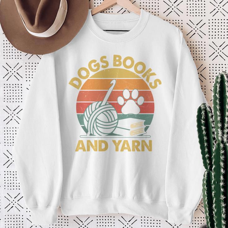Dogs Books And Yarn Crocheting Retro Sweatshirt Gifts for Old Women
