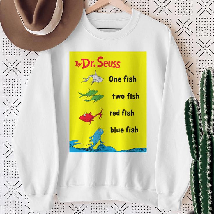Dr Seuss One Fish Two Fish Book Cover Premium Tri-Blend Sweatshirt Gifts for Old Women