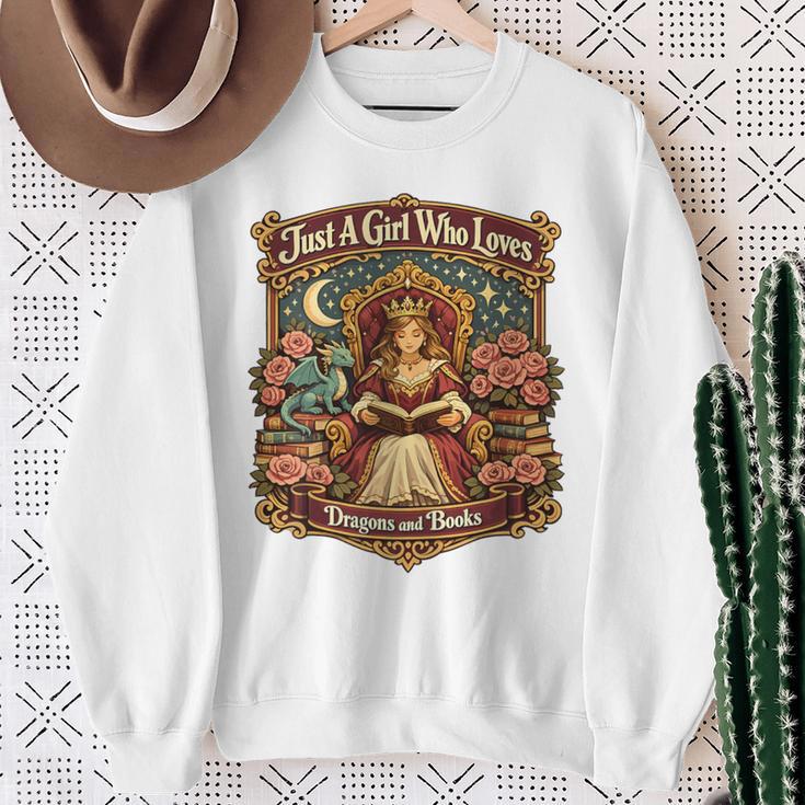 Dragon Reading Book Outfit Girls Dress Fantasy Reader Sweatshirt Gifts for Old Women
