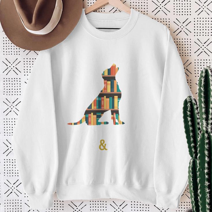 Easily Distracted By Dog And Books Shirt Reading Lover Girls Comfort Colors Crop Top Sweatshirt Gifts for Old Women