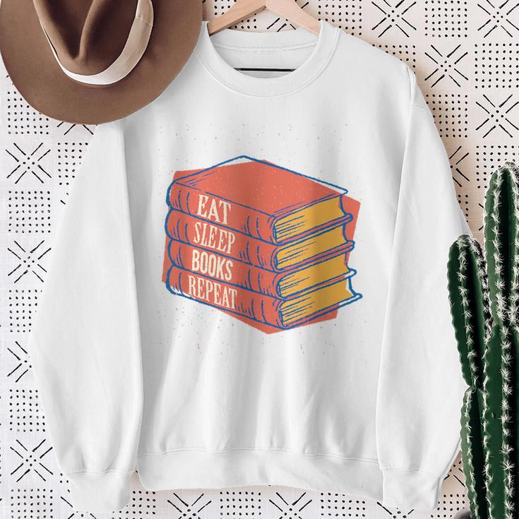 Eat Sleep Books Repeat Book Lover Reading Bookworm Teacher Sweatshirt Gifts for Old Women