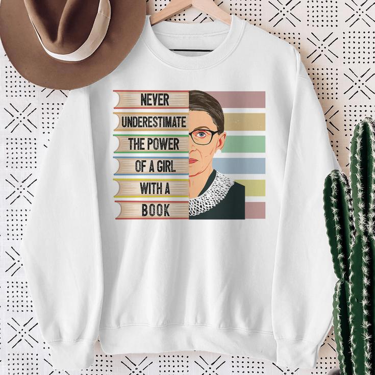 Feminist Ruth Bader Ginsburg RBG Quote Girl With Book Women Premium Tri-Blend Sweatshirt Gifts for Old Women