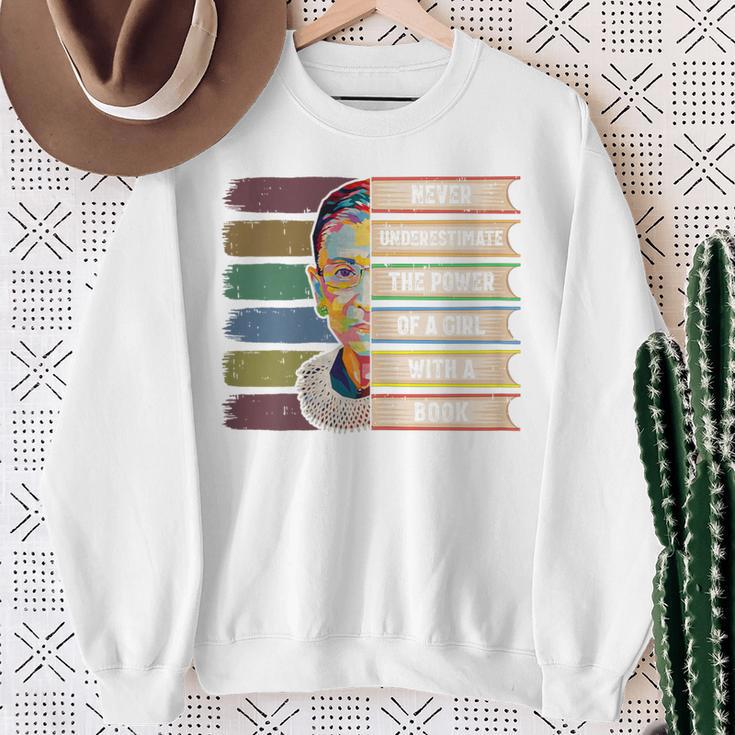 Feminist Ruth Bader Ginsburg RBG Quote Girl With Book Women Sweatshirt Gifts for Old Women