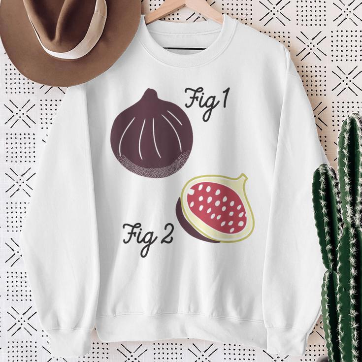 Fig 1 Figs Fruit Scientific Drawing Textbook Graphic Sweatshirt Gifts for Old Women