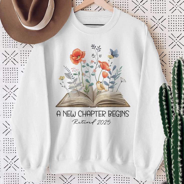 Floral Book A New Chapter Begins Retired Teacher Retirement Sweatshirt Gifts for Old Women