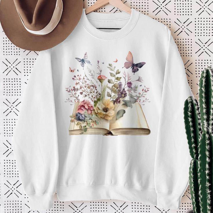 Flowers Gardening And Book Reading Lover Sweatshirt Gifts for Old Women