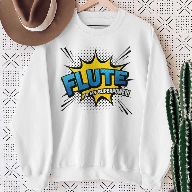 Flute Is My Superpower Flautist Comic Book Style Sweatshirt Gifts for Old Women
