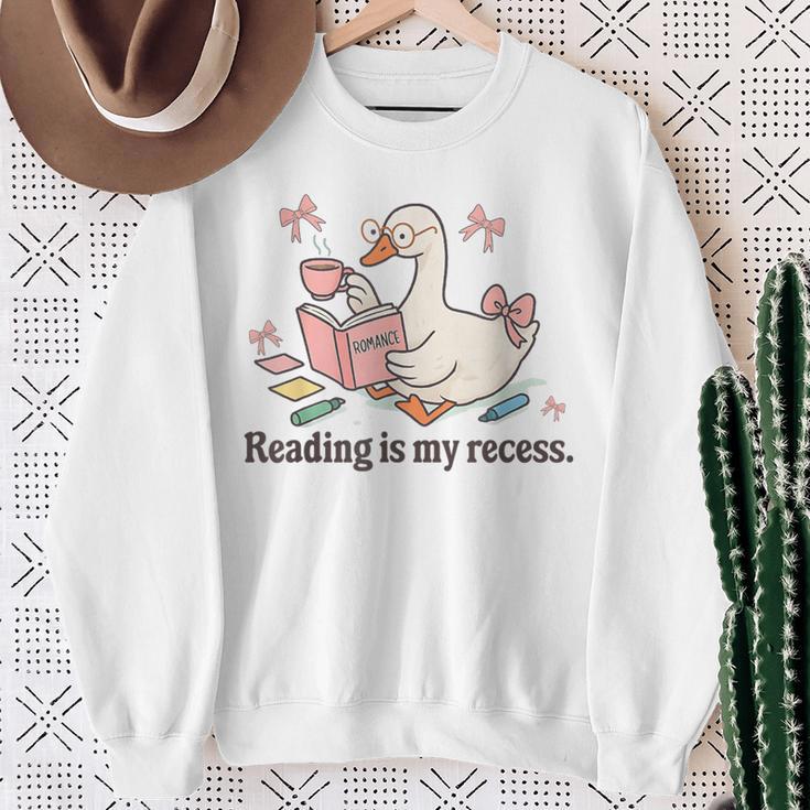 Goose Reading Romance Book Recess Bookworm Sweatshirt Gifts for Old Women