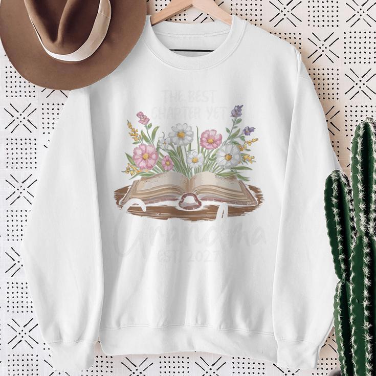 Grandma Est 2027 Best Chapter Yet Floral Book Premium Tri-Blend Sweatshirt Gifts for Old Women