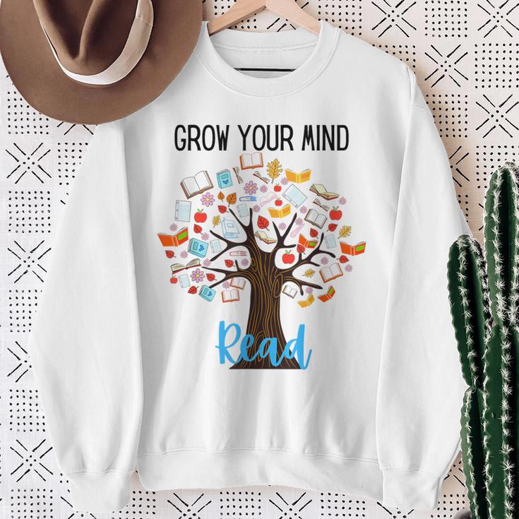 Grow Your Mind Read Reading Tree Books Librarian Teacher For Men Women Girls Kids Sweatshirt Gifts for Old Women