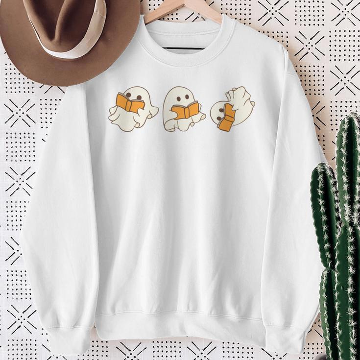 Haunted By My TBR Ghosts Reading Halloween Books Sweatshirt Gifts for Old Women