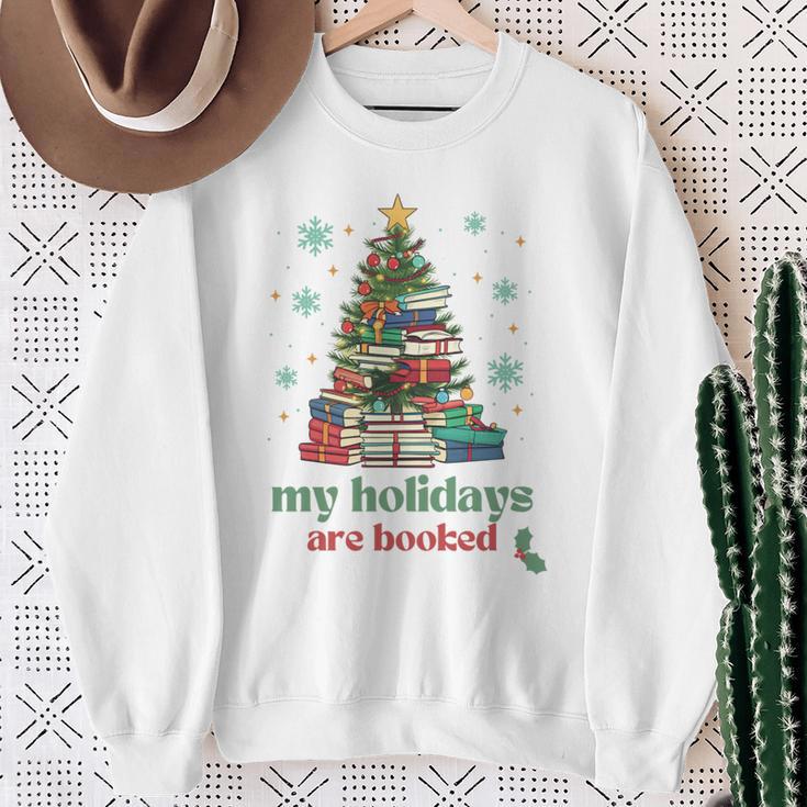 My Holidays Are Booked Christmas Book Lover Librarian Xmas Sweatshirt Gifts for Old Women