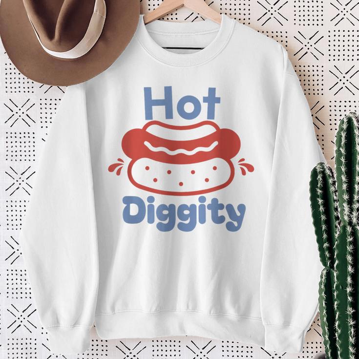 Hot Diggity Dog Hot Dog Bbq Grilling 4Th Of July Sweatshirt Gifts for Old Women