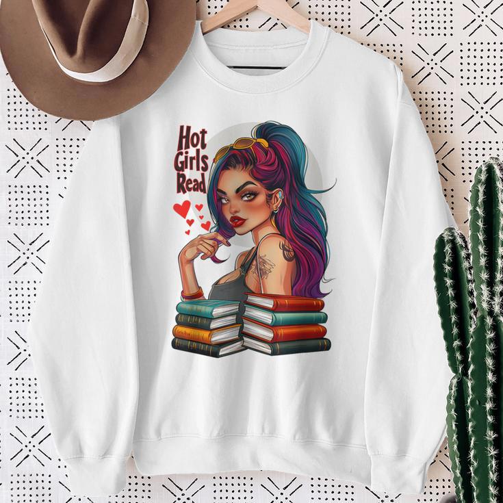 Hot Girls Read Books Spicy Dark Romance Reader Bookish Girl Sweatshirt Gifts for Old Women