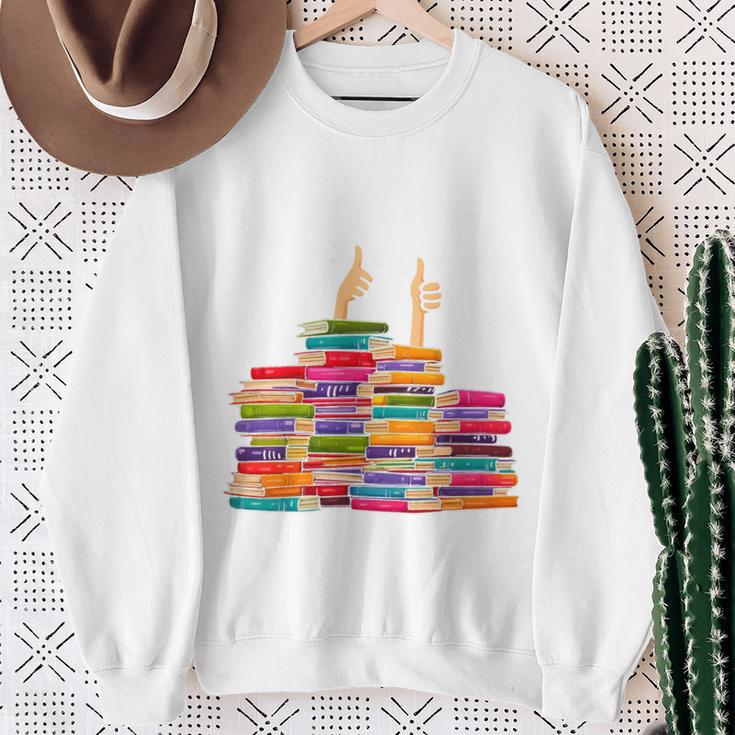 I'm Fine Reading Books Reader Book Lover Librarian Sweatshirt Gifts for Old Women