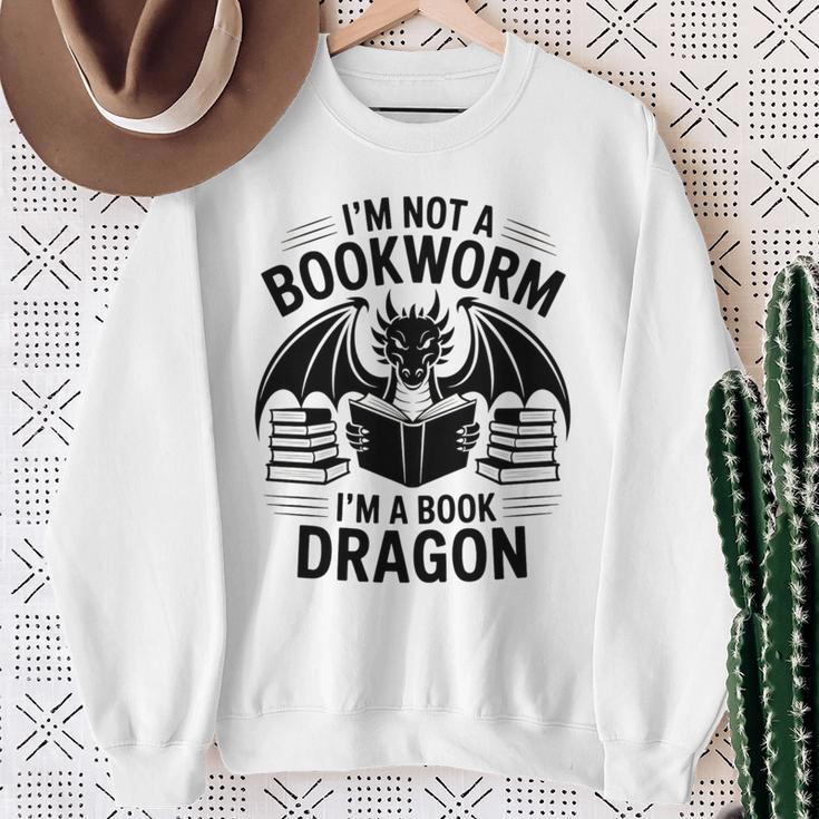 I'm Not a Bookworm I'm a Book Dragon For Fantasy Lovers Premium Tri-Blend Sweatshirt Gifts for Old Women