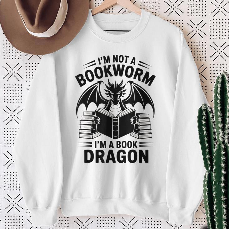 I'm Not a Bookworm I'm a Book Dragon Fantasy Readers Club Sweatshirt Gifts for Old Women