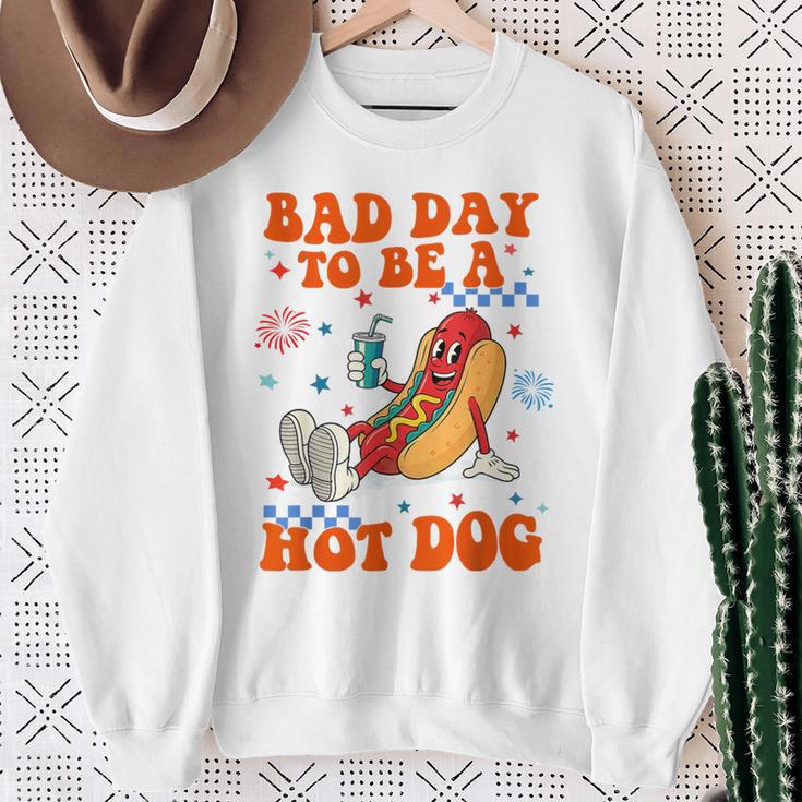 Its A Bad Day To Be A Hot Dog Hot Dog 4Th Of July Bbq Sweatshirt Gifts for Old Women