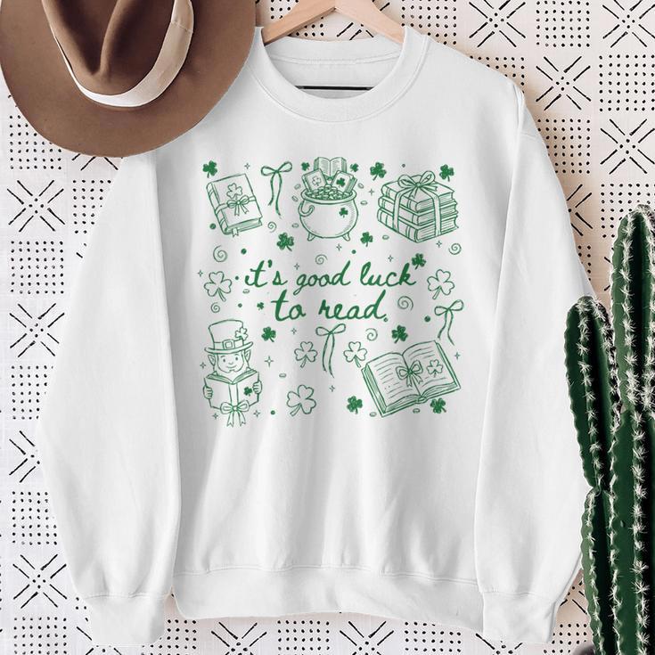 It's Good Luck To Read St Patrick's Day Book Lover Bookish Sweatshirt Gifts for Old Women