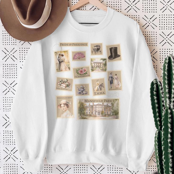 Jane Austen Book Classic Literature Stamp Collage Premium Tri-Blend Sweatshirt Gifts for Old Women