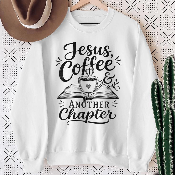 Jesus Coffee Another Chapter Christian Books Faith Sweatshirt Gifts for Old Women