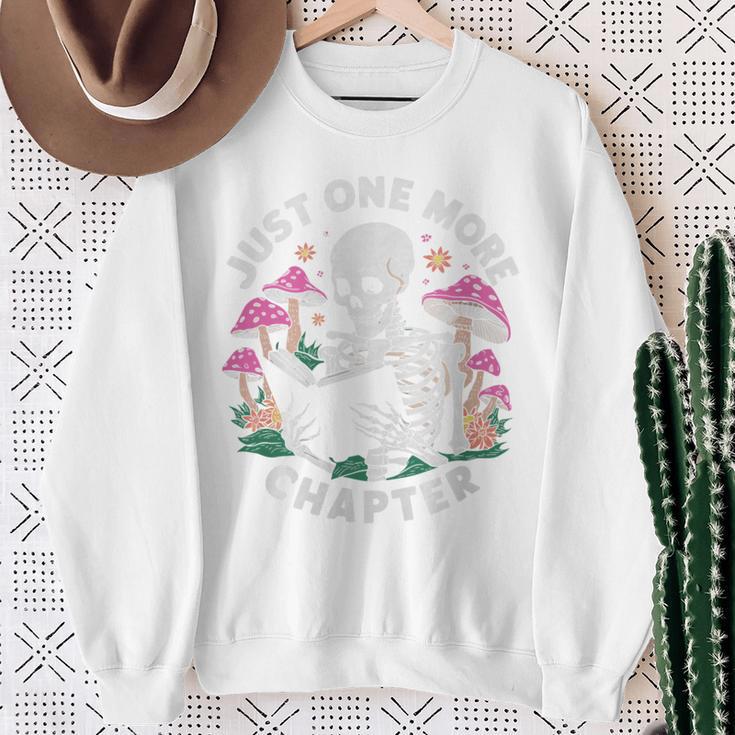 Just One More Chapter Mushrooms Gothic Skeleton Book Lover Premium Sweatshirt Gifts for Old Women