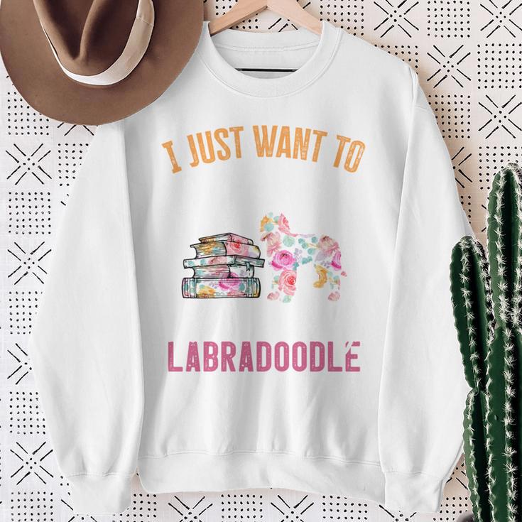 I Just Want To Read Books And Pet My Labradoodle Sweatshirt Gifts for Old Women