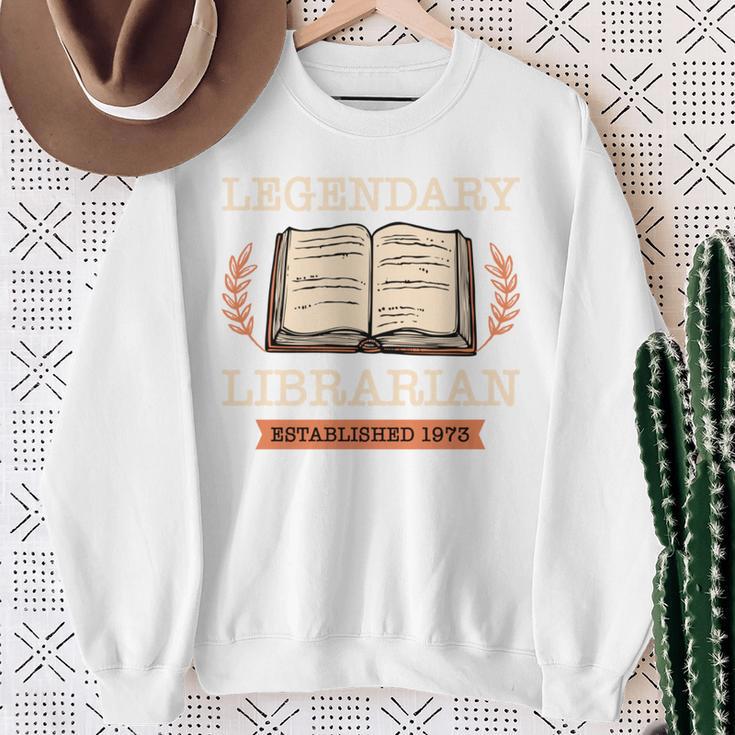 Legendary Librarian Established 1973 Library Book Birthday Sweatshirt Gifts for Old Women
