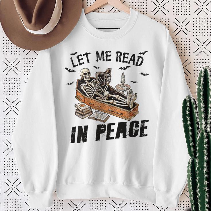 Let Me Read In Peace Halloween Reading Book Lover Sweatshirt Gifts for Old Women