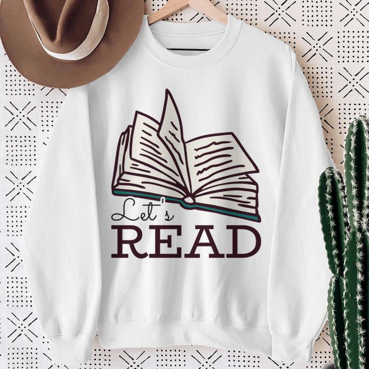 Let's Read Books Sweatshirt Gifts for Old Women