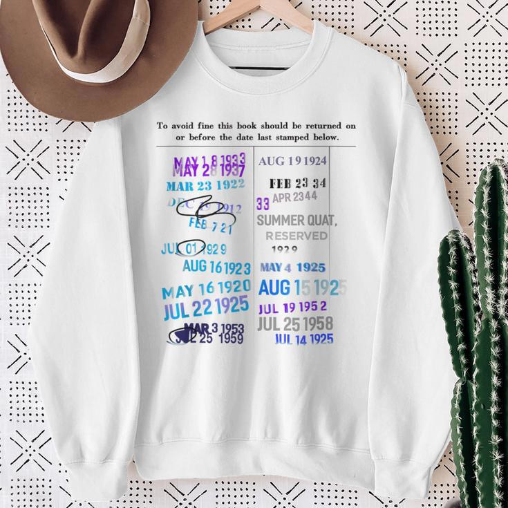 Library Date Stamp Shirt Librarian Shirt Library Book Stamp Sweatshirt Gifts for Old Women