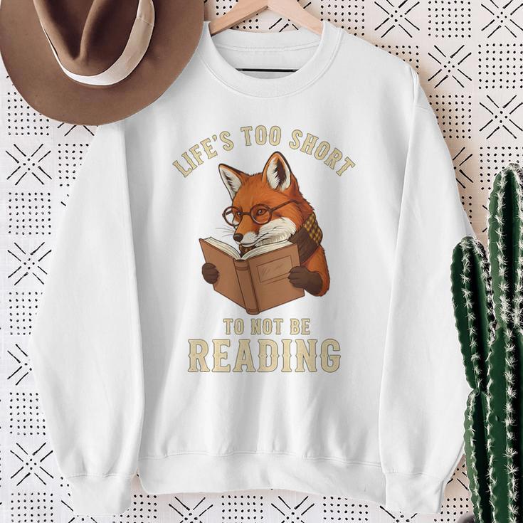 Life’s Too Short To Not Be Reading Cute Fox Book Lover Premium Tri-Blend Sweatshirt Gifts for Old Women