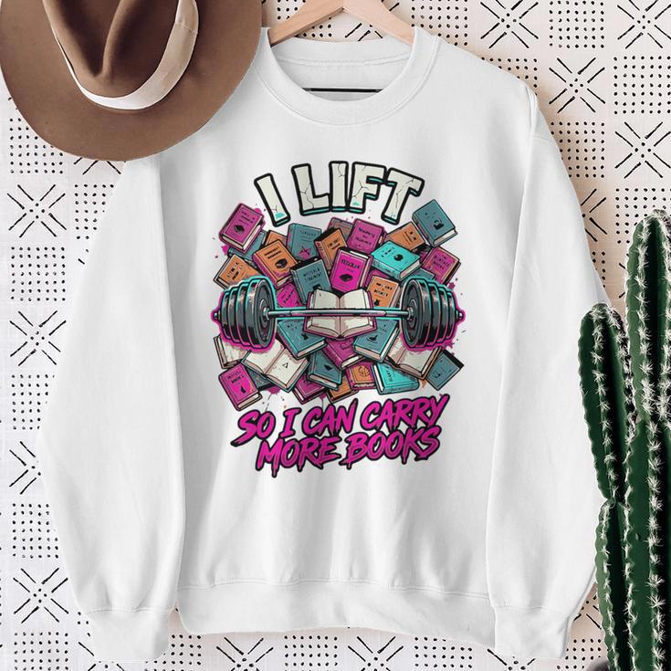 I Lift So I Can Carry More Books Reader Weightlifting Premium Tri-Blend Sweatshirt Gifts for Old Women