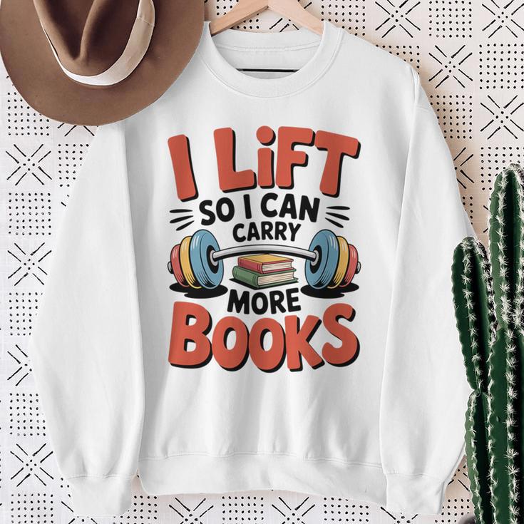 Lift So I Can Carry More Books Reading Lovers Reader Workout Premium Tri-Blend Sweatshirt Gifts for Old Women