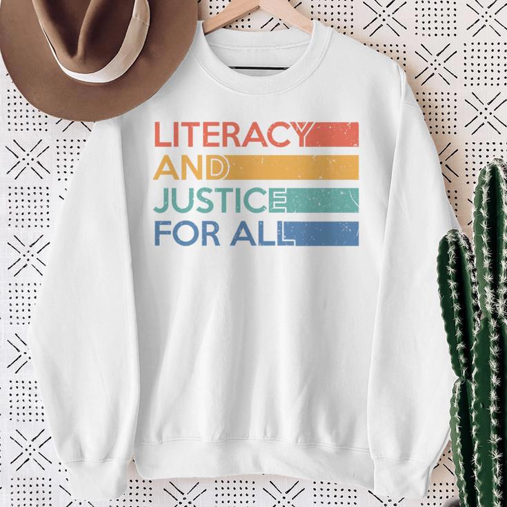 Literacy And Justice For All Reading Book Club Librarian Premium Tri-Blend Sweatshirt Gifts for Old Women