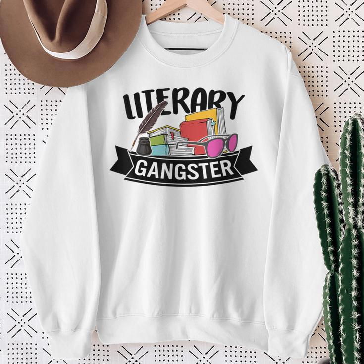Literary Gangster Book Lover Bookish Bookworm Reader For Her Sweatshirt Gifts for Old Women