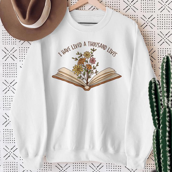 I Have Lived a Thousand Lives Reading Book Lover Sweatshirt Gifts for Old Women