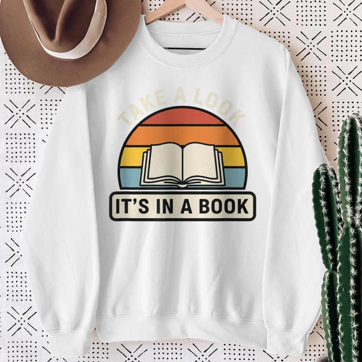 Take A Look It's In A Book Kids Reading Retro Library Sweatshirt Gifts for Old Women