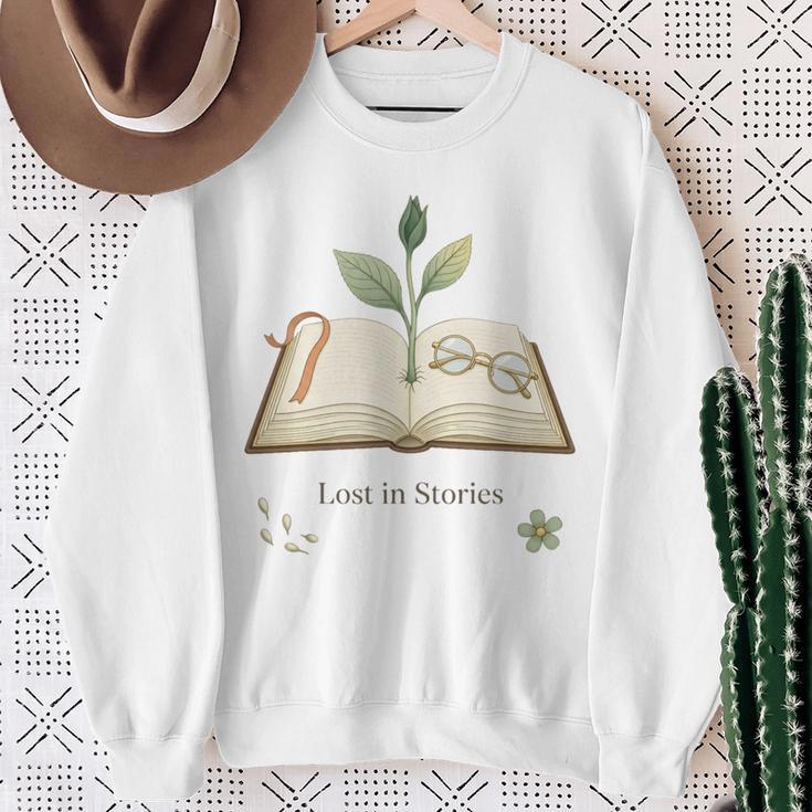 Lost In Stories Aesthetic Book And Growing Plant Tee Sweatshirt Gifts for Old Women Lost In Stories Aesthetic Book And Growing Plant Tee Sweatshirt Gifts for Old Women