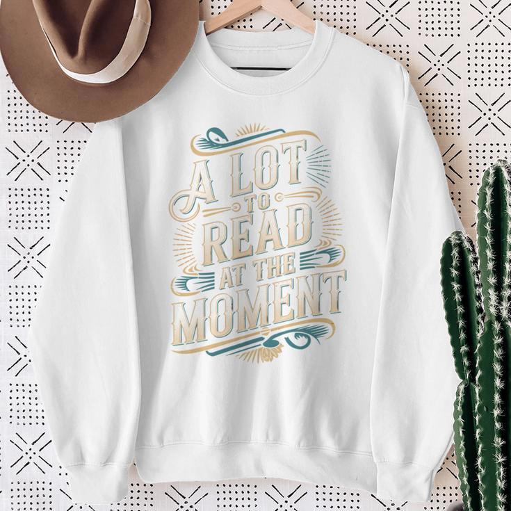 A Lot To Read At The Moment Retro Book Reader Sweatshirt Gifts for Old Women